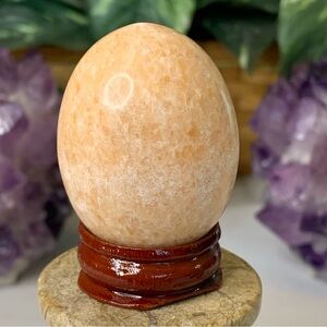 Orange Calcite Crystal Egg Figurine Carving Polished Chakra Healing Stone 2" 83g